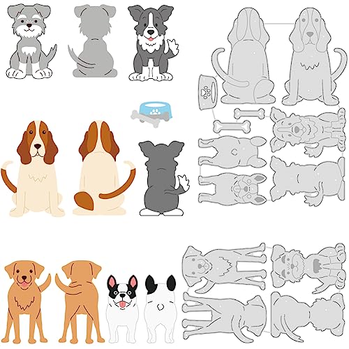 BENECREAT 5 Sets Animal Dog Metallstanzungen, Spiegel-Hundeknochen-Stanzformen Für Die Kartenherstellung, DIY Scrapbooking, Bastelpapier, Geschenke, Dekorationen, 2 Stück/Set von BENECREAT