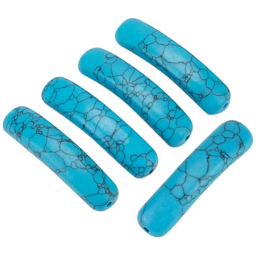 BENECREAT 5 Stück Synthetische Gebogene Türkisfarbene Steinperlen 37x9mm Große Lose Edelsteinperlen In Röhrenform Für Die Herstellung von Schmuckstücken Armbändern Und Halsketten Bohrung: 1.4mm von BENECREAT