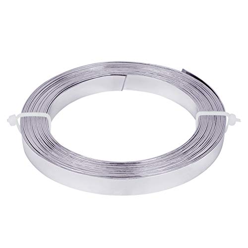 BENECREAT 5m (16.5FT) 10mm breiter flacher Schmuck Craft Wire 18 Gauge Aluminiumdraht für Lünette, Skulptur, Armatur, Schmuckherstellung - Silber von BENECREAT