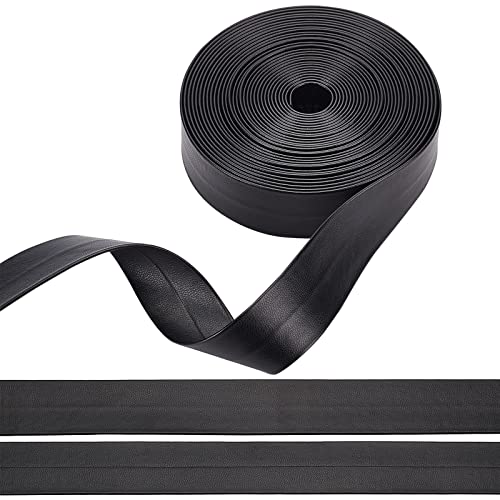 BENECREAT 5m Langes Kunstlederband 25mm Breite umklappbare Ledergürtelstreifen Für DIY Kunst Und Bastelprojekte (Schwarz) von BENECREAT