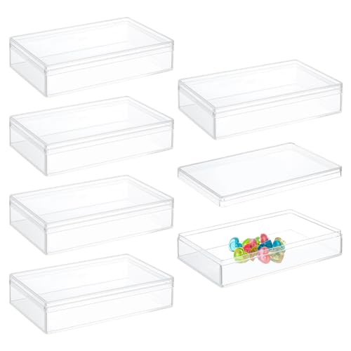 BENECREAT 6 Stück Acryl-Aufbewahrungsboxen Mit Deckel, 11x7x2.5cm Große Rechteckige Aufbewahrungsbehälter, Candy Box Clear Display Box Für Hochzeit, Party, Leckereien, Schmuck Zubehör von BENECREAT