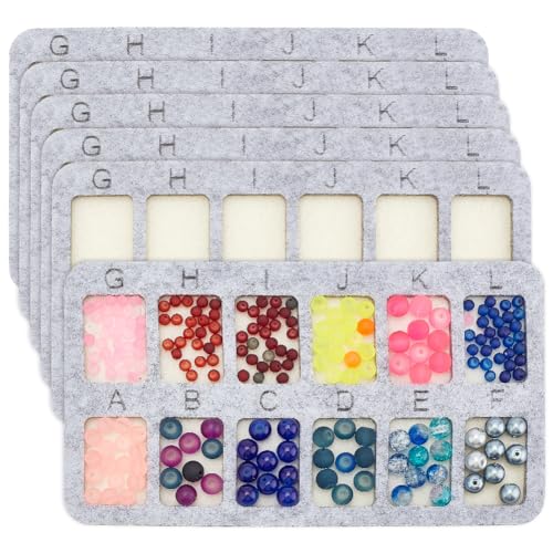 BENECREAT 6 Stück Graue Filzperlenmatte, A-L 12 Gitter Rechteck DIY Perlenbretter, 17.7x10cm Perlen-Design-Matten-Aufbewahrungstablett Für Perlenzubehör, 6mm Dick von BENECREAT