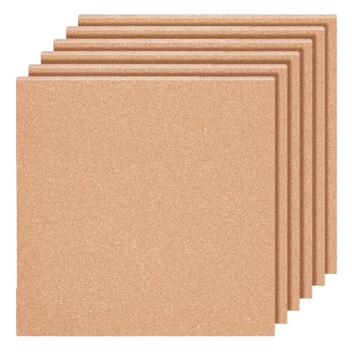 BENECREAT 6 Stück Korkplatte, 30x30 cm Quadratische Sandbraune Untersetzer Aus Kork Für Pinnwände, Wanddekorationen Und DIY-Kunsthandwerk, 4 mm Dick von BENECREAT