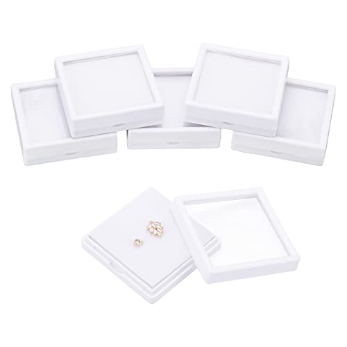 BENECREAT 6 weiße Edelstein-Schaukasten Mit Schwammkissen Geschenkboxen Durchsichtige Fensterbox Für Schmuckverpackung, 7x7x2cm von BENECREAT
