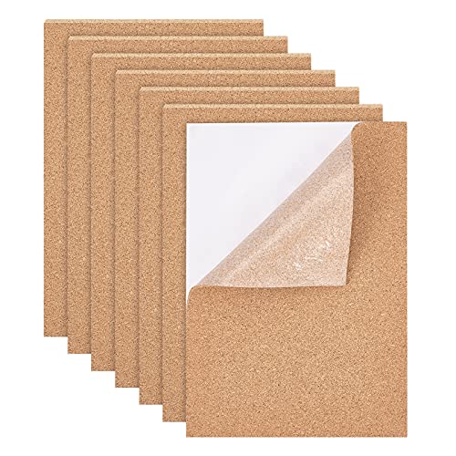 BENECREAT 6Pcs A4 Selbstklebende Korkplatten 30x21cm Rechteck Untersetzer Kork Backing Sheets Für Die Wanddekoration, Party (3mm Dick) von BENECREAT