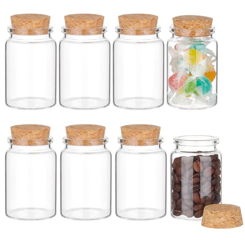 BENECREAT 8 Stück 90ml Mini-Glasflaschen mit Korkverschlüssen, Wunschflaschen Nachrichtenflaschen für Hochzeitsparty-Zubehör, DIY-Bastelarbeiten, Babyparty-Geschenke von BENECREAT