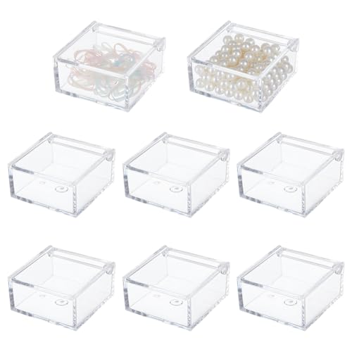 BENECREAT 8 Stück Durchsichtige Acrylbox Mit Klappdeckel 6x6x3cm Großer Quadratischer Mehrzweckbehälter Kleine Aufbewahrungsbox Für Heftklammern Klebeband Büroklammern Briefmarken Haftnotizen von BENECREAT