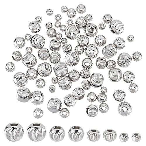 BENECREAT 80 Stück 4 Größen Echte Platinierte Zwischenperlen, 3 mm ~ 6 mm Runde Messingperlen Für Halsketten, Armbänder Und Schmuckherstellung, 20pcs / Größe von BENECREAT