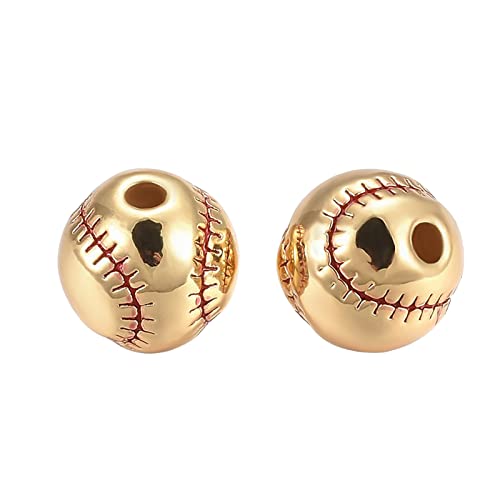 BENECREAT 8Pcs Baseball Messing Perlen, 18K Vergoldet Messing Emaille Perlen (9.3x9mm) Loch: 2.1mm für DIY Schmuckherstellung von BENECREAT
