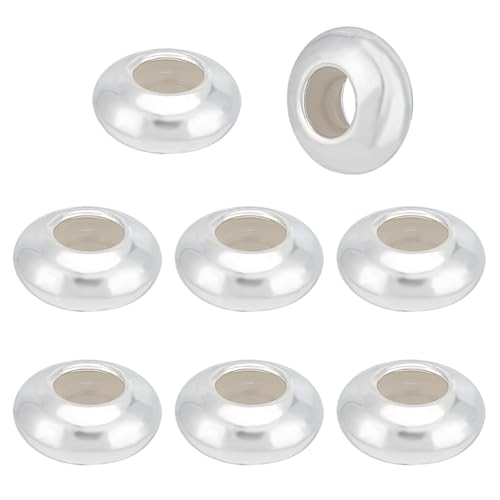 BENECREAT 8pcs 925 Abstandsperlen Aus Sterlingsilber, 7mm Flache Runde Stopperperlen Clip-Stopper-Charms Rondelle-Perlen Mit Kieselgel Für DIY-Armbänder, Halsketten BENECREAT 8pcs 925 Abstandsperlen Aus Sterlingsilber, 7mm Flache Runde Stopperperlen Clip-Stopper-Charms Rondelle-Perlen Mit Kieselgel Für DIY-Armbänder, Halsketten von BENECREAT