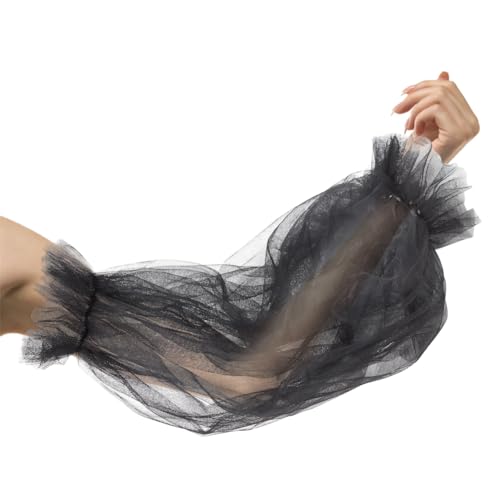 BENECREAT Abnehmbare Puffärmel, Schwarze Tüll-Brautärmel, Abnehmbare Puffärmel Für Hochzeitskleid, Brautaccessoires, 45x20x2.5 cm von BENECREAT
