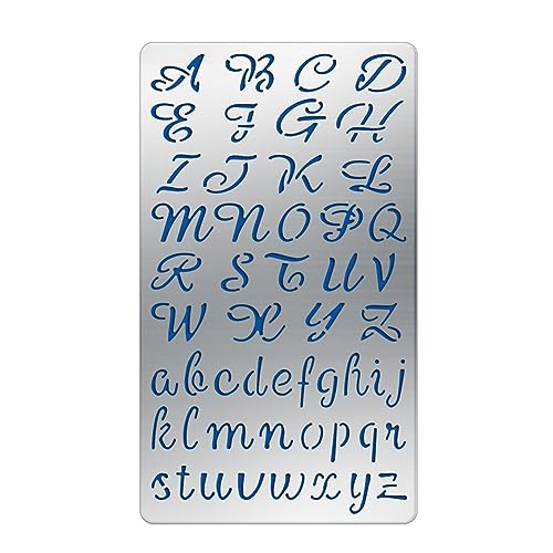 BENECREAT Buchstaben Zahlen Muster Edelstahl Schablonen 17.7x10.1cm Alphabet Metall Schablonen Vorlagen Werkzeug Für Holzverbrennung, Prägung, Gravur Und Scrapbooking von BENECREAT