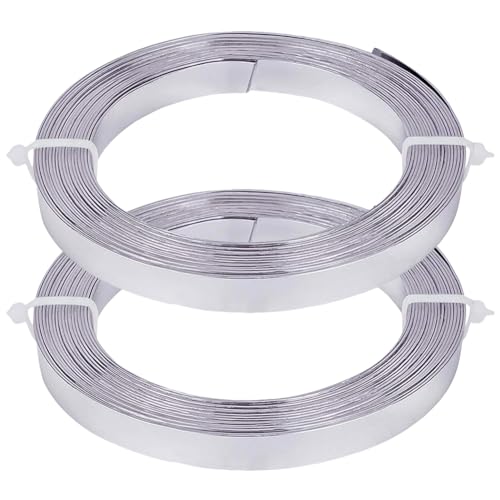 BENECREAT Flacher Schmuck-Basteldraht, 18 Gauge, Aluminiumdraht für Lünette, Modellierung, Anker, Schmuckherstellung, Silber, 10 mm breit, 2 Rollen BENECREAT Flacher Schmuck-Basteldraht, 18 Gauge, Aluminiumdraht für Lünette, Modellierung, Anker, Schmuckherstellung, Silber, 10 mm breit, 2 Rollen von BENECREAT