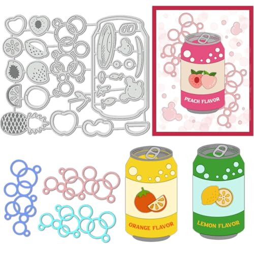 BENECREAT Fruit Sparkling Drinks Theme Cutting Stencil, Geprägte Schablone mit Zitrone, Ananas und Orange Motiv Dekoration für DIY Scrapbooking, Fotoalben und Grußkarten, 0,8 mm Dick von BENECREAT