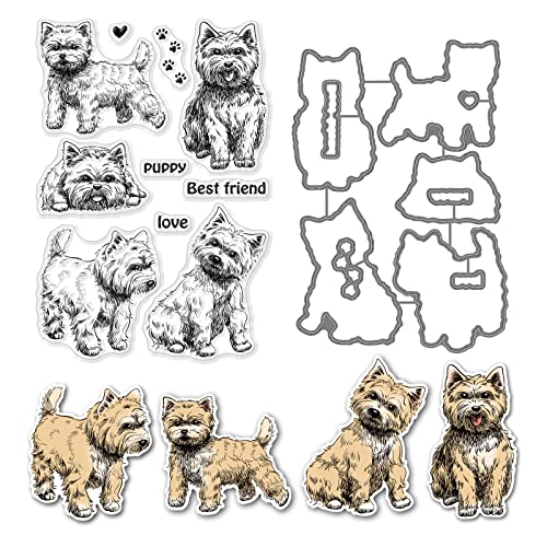 BENECREAT Hunde Klare Stempel Und Stanzformen, 5 Puppies Footprints Best Friends Word Klare Stempel Und Stanzformen Aus Karbonstahl Für DIY Scrapbooking Kartenherstellung von BENECREAT