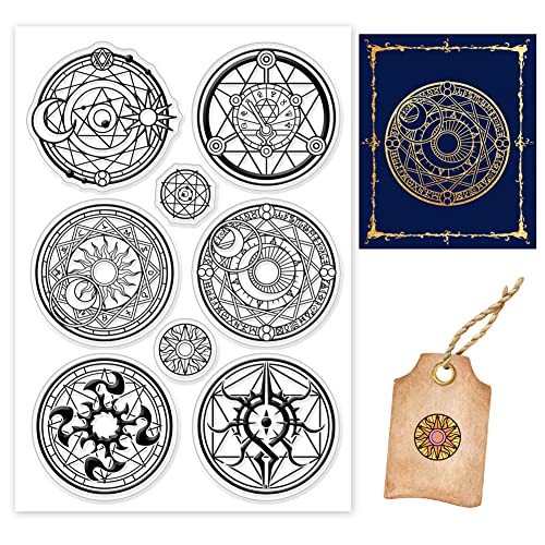 BENECREAT Magic Summoning Circle Clear Stamps, Runder Kompass Transparente Silikonstempel Für Die Kartenherstellung, Dekoration Und DIY Scrapbooking-Album, 16x11cm/6.3x4.3 Zoll von BENECREAT