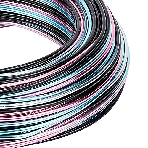 BENECREAT Multicolor Jewelry Craft Aluminiumdraht (15 Gauge/1.5mm, 136 Fuß/41m) Biegbarer Metalldraht mit Aufbewahrungsbox für Schmuckperlen Bastelprojekt - Schwarz, Blau, Pink von BENECREAT