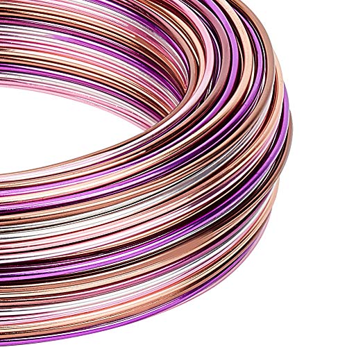 BENECREAT Multicolor Jewelry Craft Aluminiumdraht (15 Gauge/1.5mm, 136 Fuß/41m) Biegbarer Metalldraht mit Aufbewahrungsbox für Schmuckperlen Bastelprojekt - Silber, Pink, Braun, Lila, Siena von BENECREAT