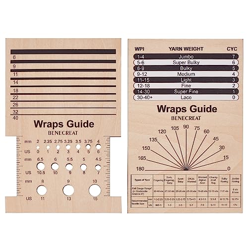 BENECREAT Rechteckige Stricknadellehre Aus Holz, Garnwickel-Führungsbrett Strickwerkzeug Für Spinner, Garnmessung, Häkelzubehör von BENECREAT