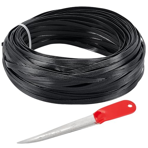 BENECREAT Schwarzes Korbgeflecht-Reparaturmaterial, 60 m, Kunststoff-Rattan-Set mit Webwerkzeug, flache Möbelreparatur, Ersatz für Rattanmöbel und Stuhlkorb, Terrassengespräche von BENECREAT