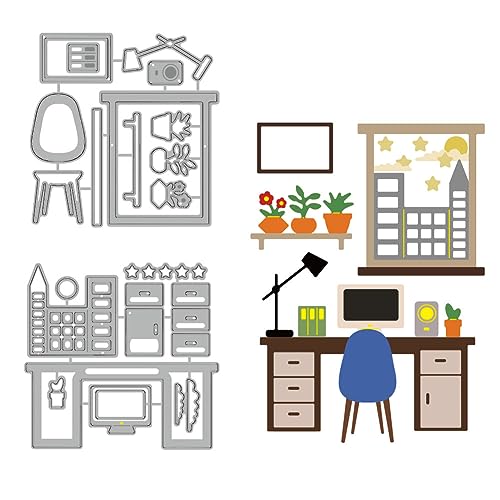 BENECREAT Stanzformen Für Büroszenen, Prägeschablonen Für Schreibtisch Fenster Stuhl Stanzungen Vorlage Für Herstellung von Papierkarten, Dekoration, DIY, Scrapbooking, Album BENECREAT Stanzformen Für Büroszenen, Prägeschablonen Für Schreibtisch Fenster Stuhl Stanzungen Vorlage Für Herstellung von Papierkarten, Dekoration, DIY, Scrapbooking, Album von BENECREAT