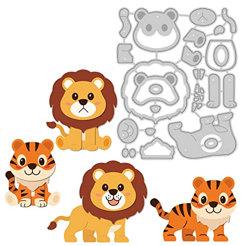 BENECREAT Tiger & Löwe Metall Stanzformen, Kohlenstoffstahl Prägewerkzeug für Kartenherstellung Albumpapier Scrapbooking DIY Stanzformen, 9.8x7.9cm von BENECREAT