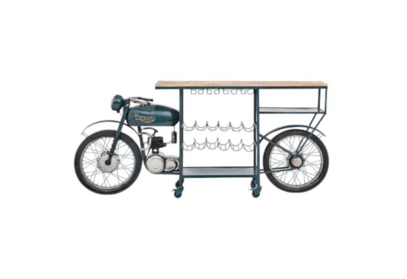 BENEDO MÖBEL Bartisch Industrial, Bartheke, Metall in Blau, Industrial-Design, 226x46x99 cm (1x Bartheke), Motorrad Fans Bar Theke von BENEDO MÖBEL