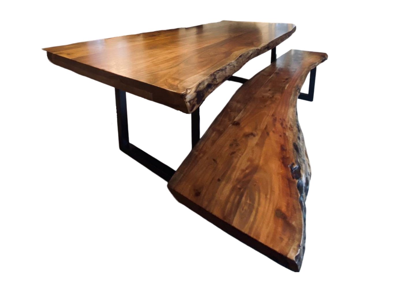 BENEDO MÖBEL Baumkantentisch Akazie, Esstisch Baumkante ODER Sitzbank Unikat, U-Gestell, 120–240 cm (1 Tisch ODER 1 Sitzbank), aus massivem Akazienholz, handgefertigtes Unikat, Breite 120 - 240 cm von BENEDO MÖBEL
