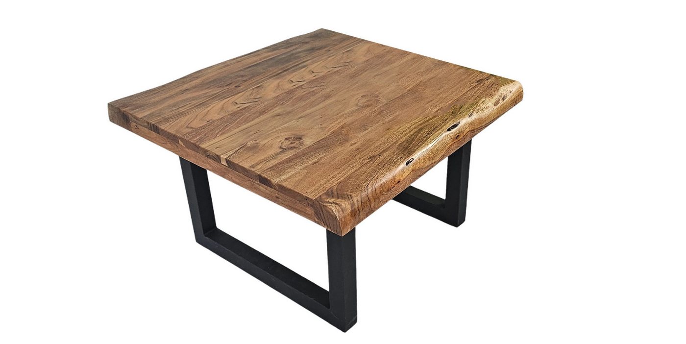 BENEDO MÖBEL Couchtisch Akazie massiv – Baumkante Unikat, U-Gestell schwarz, 85×85 cm, 85x85x46 von BENEDO MÖBEL