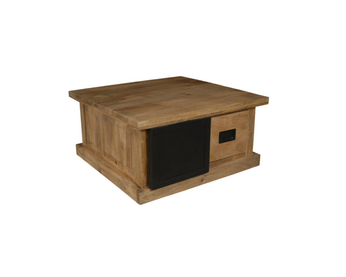 BENEDO MÖBEL Couchtisch Nizza, Mangoholz Massiv mit Türen und Schubladen, 80x80x45 cm (schwarz lackierten Metalltüren, Stauraum), Mango Holz Vollmassiv 80cm von BENEDO MÖBEL