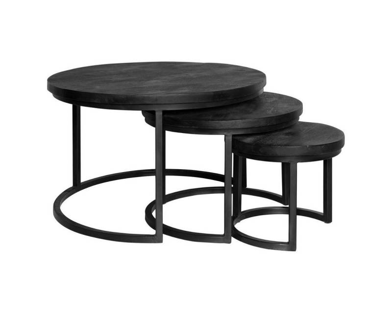 BENEDO MÖBEL Couchtisch DORA- 3er Set aus Mangoholz – Natur oder Schwarz, rund oder eckig (3er Set in rund oder eckig), 3'er-Set aus Mangoholz für Langlebigkeit und natürliche Schönheit von BENEDO MÖBEL