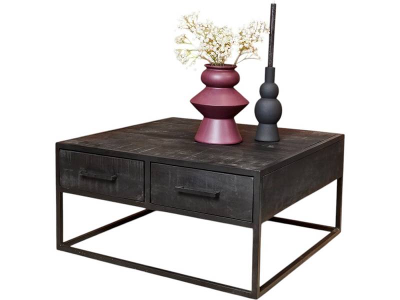 BENEDO MÖBEL Couchtisch Couchtisch Delta – Massives Mangoholz mit Metallgestell & Schubladen, Massives Mangoholz-Langlebig & mit einzigartiger Maserung von BENEDO MÖBEL