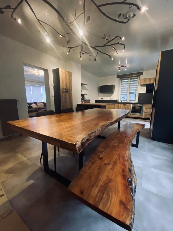 BENEDO MÖBEL Baumkantentisch Akazie massiv – Baumkante Unikat, U-Gestell Metall schwarz, 120–240 cm BENEDO MÖBEL Baumkantentisch Akazie massiv – Baumkante Unikat, U-Gestell Metall schwarz, 120–240 cm von BENEDO MÖBEL