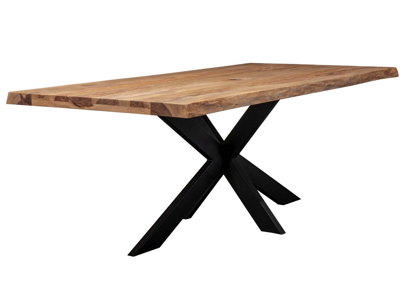 BENEDO MÖBEL Esstisch Akazie massiv – Baumkante Unikat, Spider-Gestell schwarz, 160×90 von BENEDO MÖBEL
