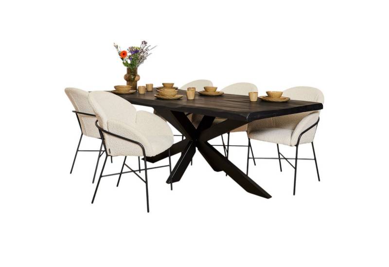 BENEDO MÖBEL Esstisch BORIS Natur und Schwarz (Vielseitige Größen, Edle Optik), Unikat-Design, Robuste Konstruktion von BENEDO MÖBEL