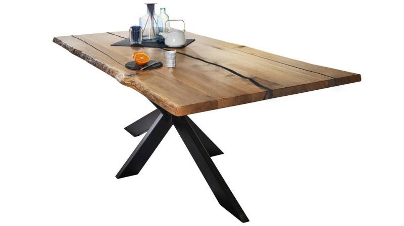 BENEDO MÖBEL Esstisch Eiche massiv mit Baumkante & Spider-Gestell, schwarzes Epoxidharz (Massive Qualität – 4 cm starke, Spider Gestell Made in EUROPA), Linea Natura BENEDO MÖBEL Esstisch Eiche massiv mit Baumkante & Spider-Gestell, schwarzes Epoxidharz (Massive Qualität – 4 cm starke, Spider Gestell Made in EUROPA), Linea Natura von BENEDO MÖBEL