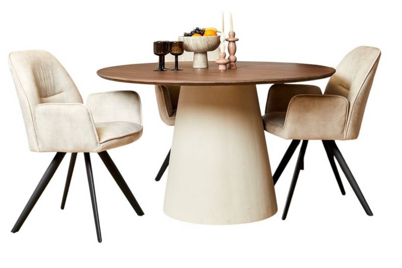 BENEDO MÖBEL Esstisch MADLEN - aus Mangoholz in Walnussoptik & Sand-Finish Tischbein, für stilvolles Wohnen, Maße: 130x76 cm oder 150x76 cm von BENEDO MÖBEL