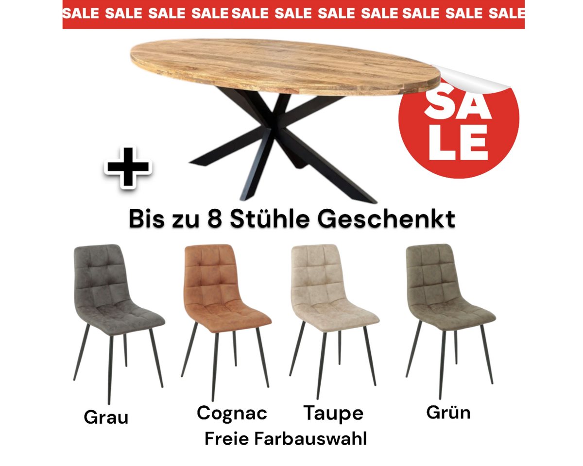 BENEDO MÖBEL Esstisch Oval Mango Esstisch + Stühle Gratis, Angebot bis zu 8 Stühle Geschenkt BENEDO MÖBEL Esstisch Oval Mango Esstisch + Stühle Gratis, Angebot bis zu 8 Stühle Geschenkt von BENEDO MÖBEL