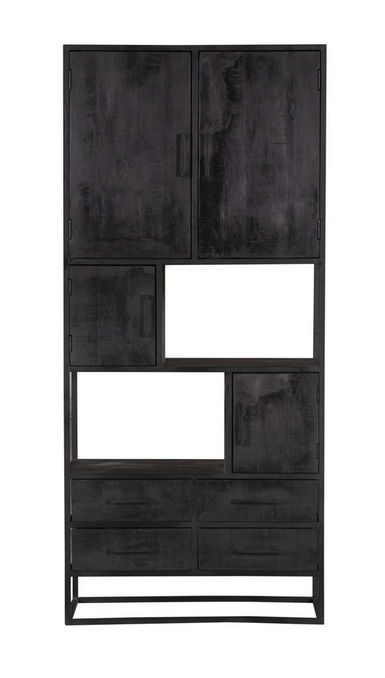 BENEDO MÖBEL Fächerschrank Schrank Delta – Massives Mangoholz in Natur & Schwarz Mangoholz für Langlebigkeit und natürliche Schönheit – 90x200x45cm von BENEDO MÖBEL