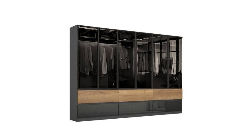 BENEDO MÖBEL Kleiderschrank Amsterdam 300cm mit Hochglanzfront (Spar-Set, inkl. Innenbeleuchtung) von BENEDO MÖBEL