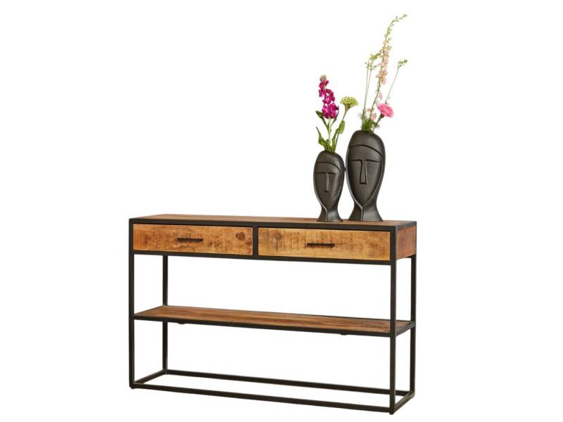 BENEDO MÖBEL Konsole Delta Kommode aus Mangoholz & Metall – Natur oder Schwarz, 120 cm, Stilvolles Design & praktische Funktionalität, Maße: 120x76x35 cm von BENEDO MÖBEL