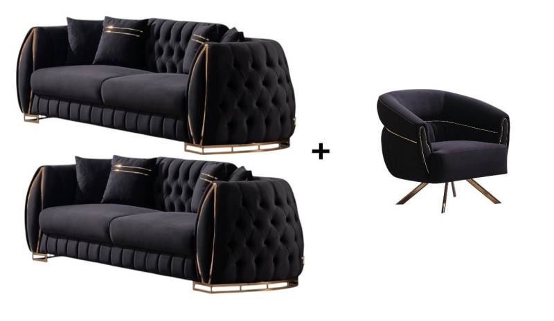 BENEDO MÖBEL Polstergarnitur Luana Sofa Handarbeit Massivholz Hochwertiger Stoff von BENEDO MÖBEL