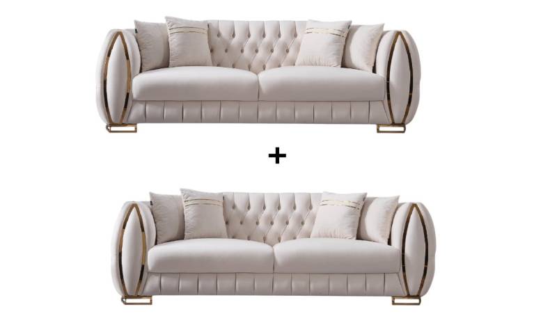 BENEDO MÖBEL Polstergarnitur Luana Sofa Handarbeit Massivholz Hochwertiger Stoff von BENEDO MÖBEL