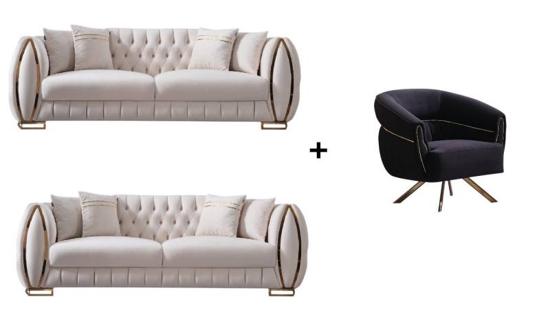 BENEDO MÖBEL Polstergarnitur Luana Sofa Handarbeit Massivholz Hochwertiger Stoff von BENEDO MÖBEL