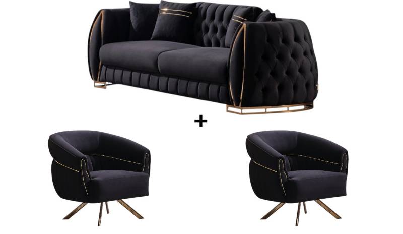 BENEDO MÖBEL Polstergarnitur Luana Sofa Handarbeit Massivholz Hochwertiger Stoff von BENEDO MÖBEL