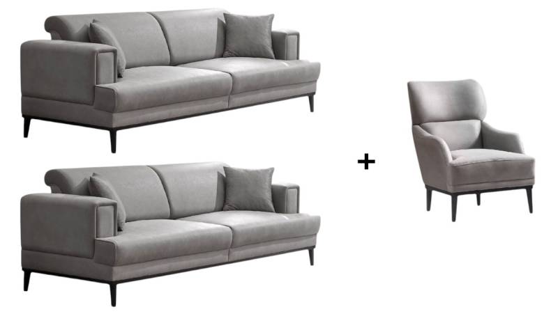 BENEDO MÖBEL Polstergarnitur Zeus Sofa Handarbeit Massivholz Hochwertiger Stoff von BENEDO MÖBEL