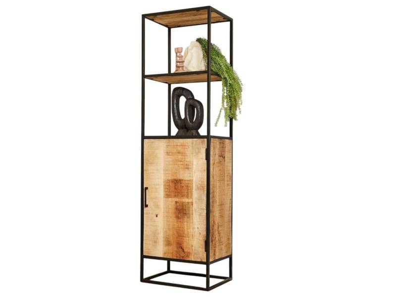 BENEDO MÖBEL Regal Delta – Bücherregal, Massives Mangoholz Natur/Schwarz 55×200 cm, Mangoholz für Langlebigkeit und natürliche Schönheit, 55x200x45cm von BENEDO MÖBEL