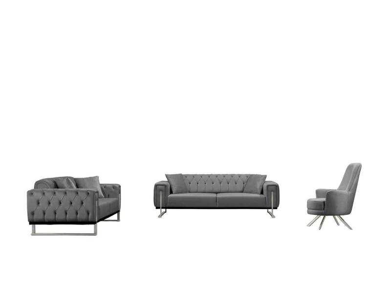 BENEDO MÖBEL Sofa Harmony mit Metall-Kufen in Chrom-farben, Spar-Set, 3-Sitzer mit Bettfunktion von BENEDO MÖBEL