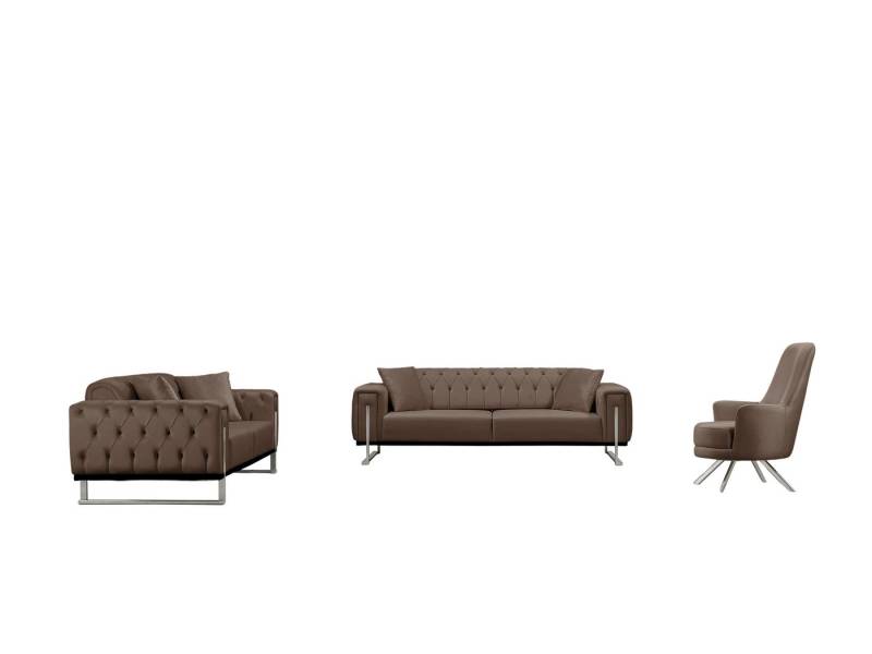 BENEDO MÖBEL Sofa Harmony mit Metall-Kufen in Chrom-farben, Spar-Set, 3-Sitzer mit Bettfunktion von BENEDO MÖBEL