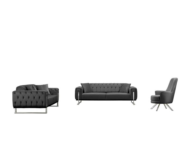 BENEDO MÖBEL Sofa Harmony mit Metall-Kufen in Chrom-farben, Spar-Set, 3-Sitzer mit Bettfunktion von BENEDO MÖBEL
